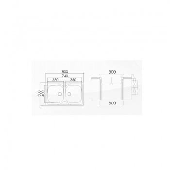 Excel Νεροχύτης με Δύο Γούρνες 720CMAS13 80x50cm - Изображение 2