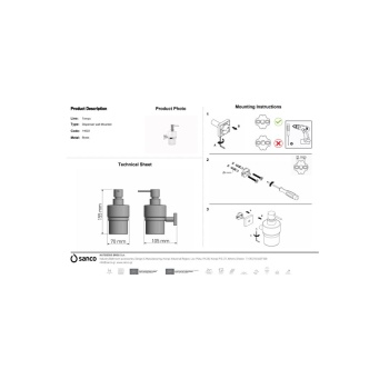 Sanco Tempo Επιτοίχιο Dispenser Γυάλινο Ασημί 14022-Α03 - Εικόνα 2