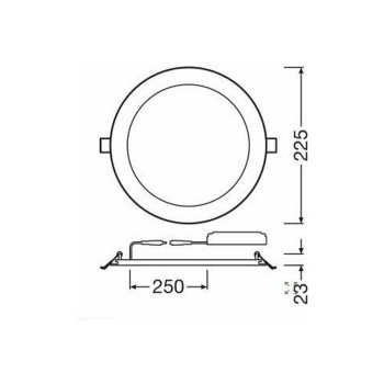 Ledvance Στρογγυλό Χωνευτό LED Panel 22W με Φυσικό Λευκό Φως 4000K 22.5εκ. - Εικόνα 4