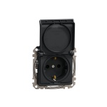 Schneider Electric Sedna Design Μονή Χωνευτή Πρίζα Ρεύματος με Καπάκι Μαύρη SDD114024