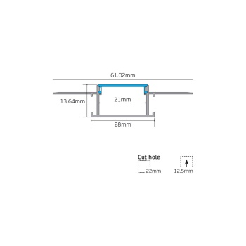 VK Lighting Προφίλ αλουμινίου χωνευτό 2m, trimless T φαρδύ, για LED ταινίες, IP20. Ασημί χωνευτό 75165-270264 - Εικόνα 2