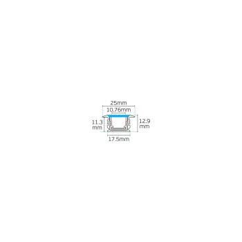 VK Lighting Προφίλ αλουμινίου δαπέδου Τ, χωνευτό, IP65. Λευκό προφίλ 2m με 2m λευκό κάλυμμα & σιλικονούχα καπάκια. 2.000x25(17.5)x12.9mm 75165-045724 - Εικόνα 2